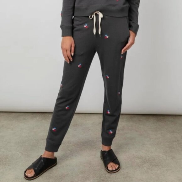 Rails Pants - Rails Oakland Sweatpants/Joggers, Vintage Black Flower Buds - Womens Medium